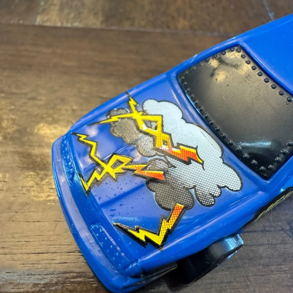 Hot Wheels Lightning Storm Car Blue 1989 Mattel Diecast Vintage Malaysia Base